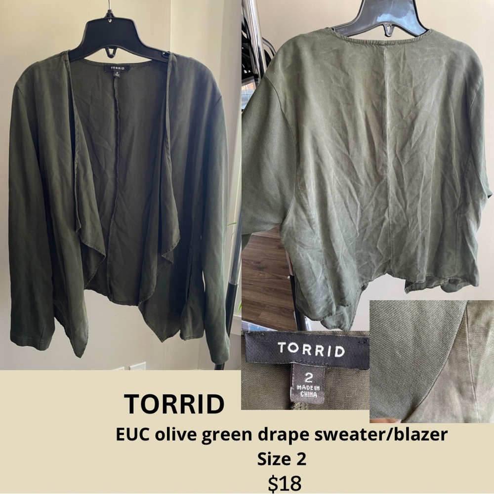 Olive green drape jacket/blazer